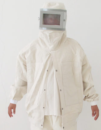 TH-116白色帆布连帽双层防砂服
